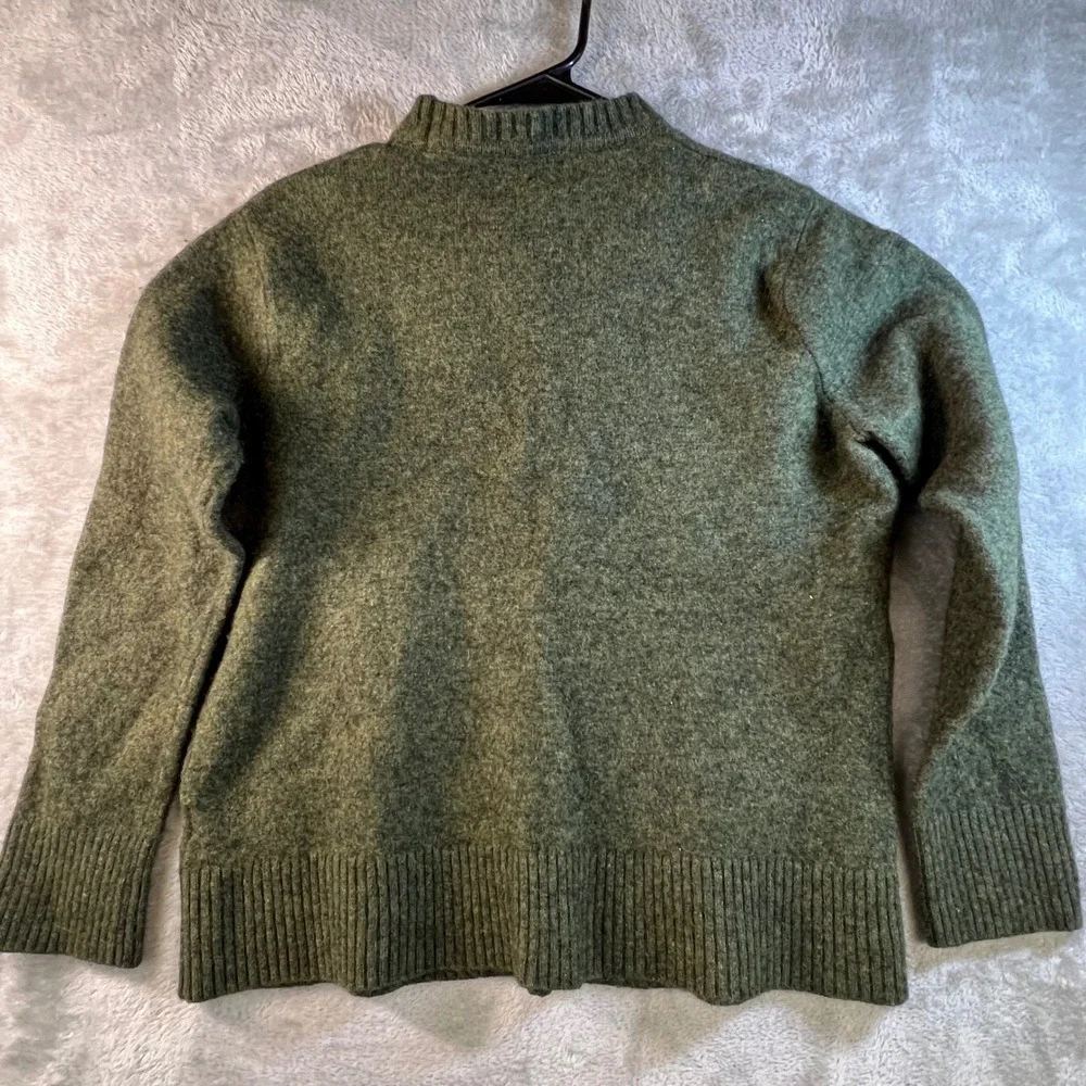 J. Crew Rugged Merino Wool Blend‎ Mock Neck Sweater XL Green